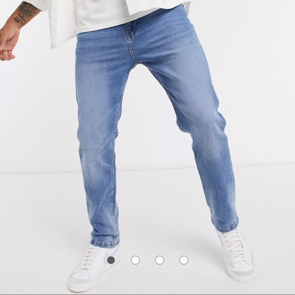 New Bershka straight fit jeans in light blue